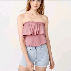 New ABERCROMBIE & FITCH Ruffle Stretch Crop Top Pink Womens Sz M Y2K Balletcore